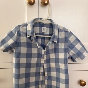 GAP Kids Blue and White Plaid Shirt